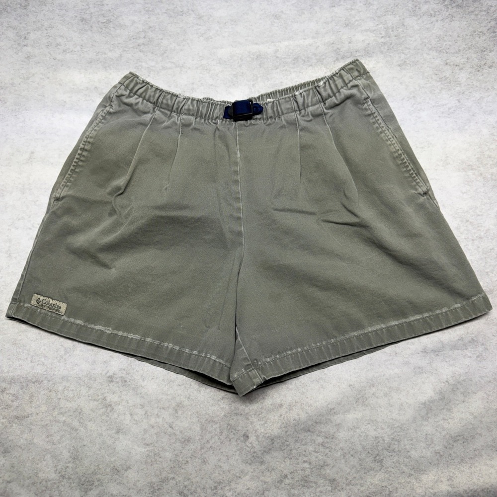 Vintage Columbia Sportswear Belted Canvas Shorts M Green 90s Hiking Gorpcore